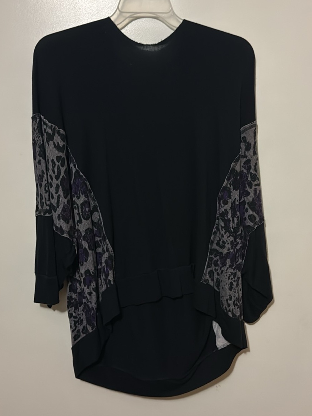 Black Women's Dolman Sleeve Top with Accent Panels and hood